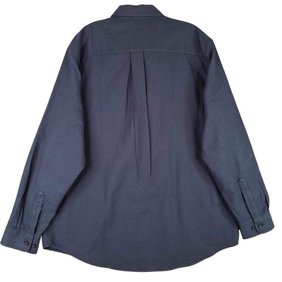 LL Bean Shirt Flannel Button Up LS Mens Size Large L Solid Navy Blue Cotton - Picture 3 of 8